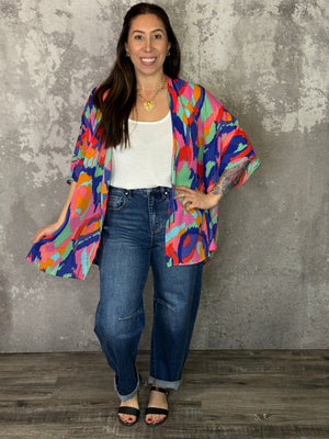 Multicolor Painted Kimono