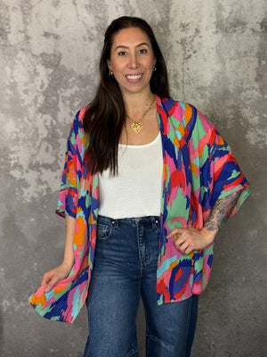 Multicolor Painted Kimono