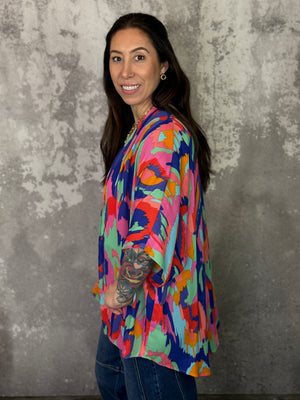 Multicolor Painted Kimono