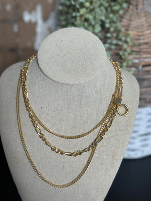 Chunky Gold 3 Layer Necklace with Charms