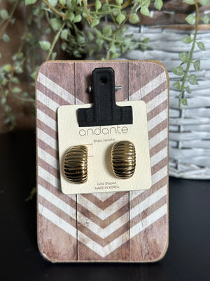 Textured Half Round Chunky Gold Earring