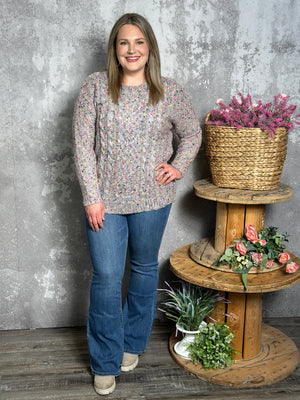 Grey Rose Confetti Sweater