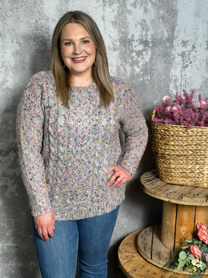 Grey Rose Confetti Sweater