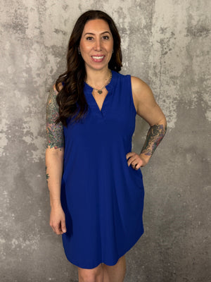 Lizzie Wrinkle Free Tank Dress - Blue (Small - 2X)