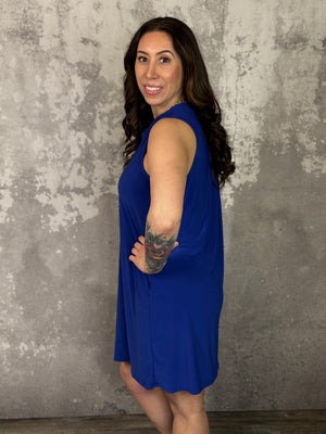 Lizzie Wrinkle Free Tank Dress - Blue (Small - 2X)