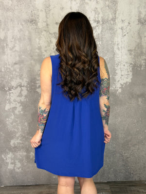 Lizzie Wrinkle Free Tank Dress - Blue (Small - 2X)