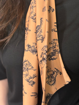 Black Tee with Attached Western Scarf