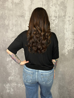 Black Tee with Attached Western Scarf