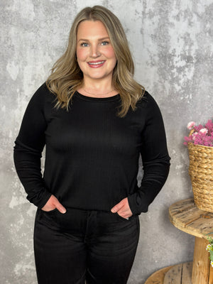 Basic Black Round Neck Long Sleeve - (Small - 3X)