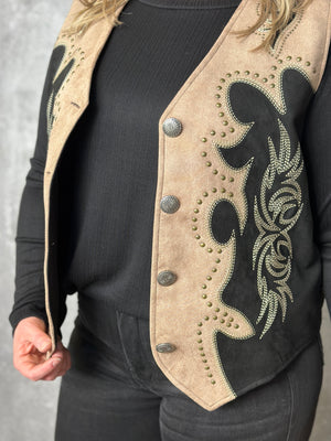 Suede Bootstitch Embroidered Vest (Small - 3X)