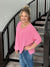 Ribbed 3/4 Sleeve Top - Pink