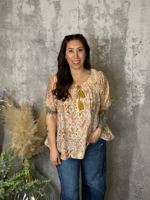 Mustard Printed Top