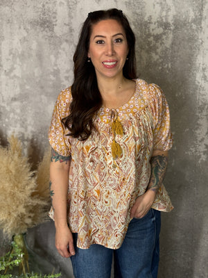 Mustard Printed Top