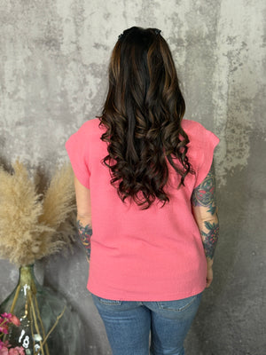 Drop Shoulder Tee - Bright Coral