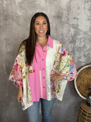 Pink Patch POL Shacket/Top