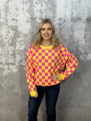 Pink/Yellow Checker Sweater