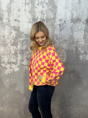 Pink/Yellow Checker Sweater