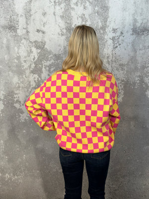 Pink/Yellow Checker Sweater