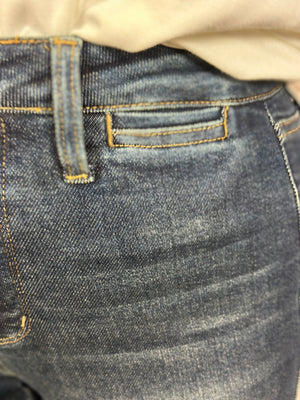 Judy Blue Dark Wash Retro Wide Trouser Jean with Welt Pocket (sizes 0/24-24W)