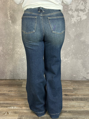 Judy Blue Dark Wash Retro Wide Trouser Jean with Welt Pocket (sizes 0/24-24W)