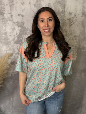 Floral Waffle Tee (Small - 3X)