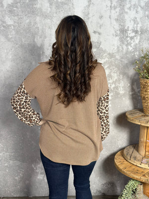 Lightweight Ribbed Brown Leopard Shacket