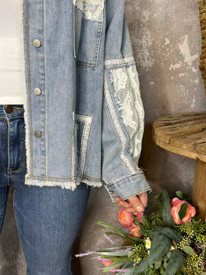 Denim Lace Combo Lightweight Shacket