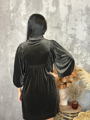 Chocolate Brown Velvet Dress (Small - 2X)