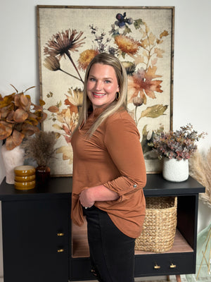 The Solid Wrinkle Free Lizzie Top - Rust (Small - 3X)