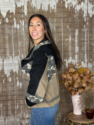 Quilted Camo Sweatshirt Hoodie