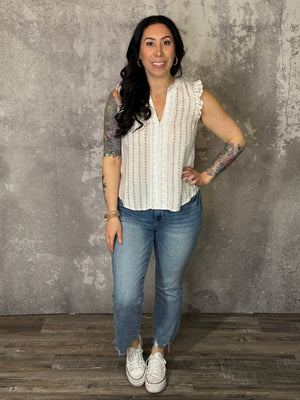 Dainty Blush Ruffle Sleeve Tank (Small - 3X)