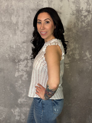 Dainty Blush Ruffle Sleeve Tank (Small - 3X)
