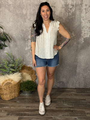 Dainty Olive Ruffle Sleeve Tank (Small - 3X)