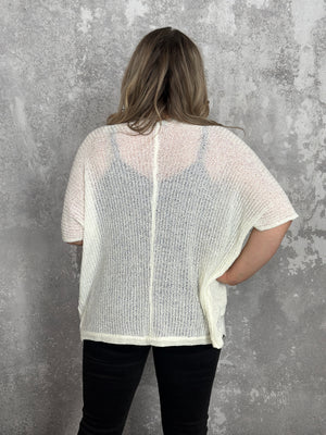 Knit Short Sleeve Kiley Cardigan - White