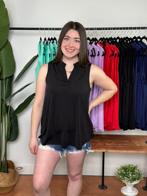 Lizzie Wrinkle Free Tank - Black (Small - 3X)-FINAL SALE