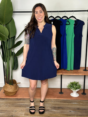 Lizzie Wrinkle Free Tank Dress - Navy (Small - 3X)