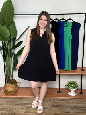 Lizzie Wrinkle Free Tank Dress - Black (Small - 3X)