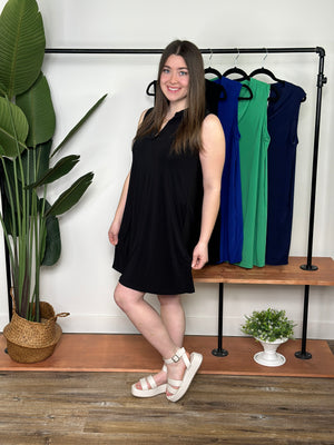 Lizzie Wrinkle Free Tank Dress - Black (Small - 3X)