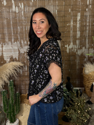 Flowy Black Floral Top