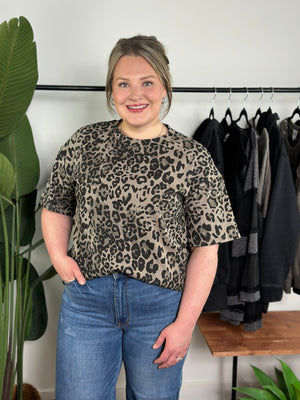 Olive Leopard Tee (Small - 3X)