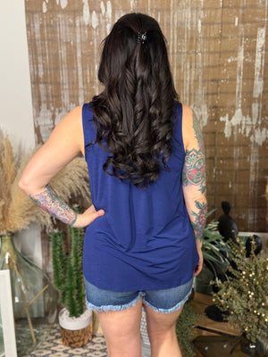 Lizzie Wrinkle Free Tank - Navy (Small - 3X)- FINAL SALE