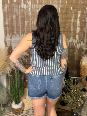 Stripe Dusty Blue Tank