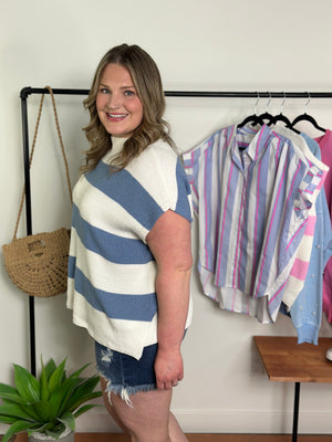 Stripe Sweater Vest - Blue