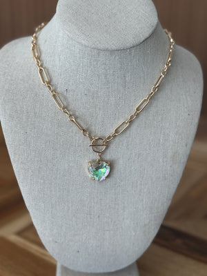 Heart on Fire Necklace - Iridescent