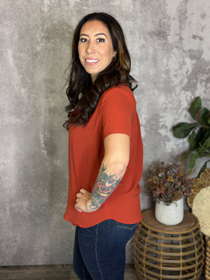 Short Sleeve Annie Airflow Top - Rust (Small - 2X)