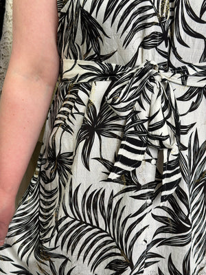 Black Palm with Gold Detail Dress (Small - 2X)