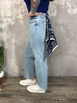 Judy Blue Medium Rise Straight Leg Crop with Bandana Loop (sizes 0/24-22W)