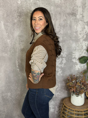 Cable Knit Vest - Chestnut