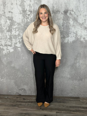 Hyperstretch Colored Wide Leg Mid rise Pant - Black - FINAL SALE