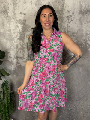 The Wrinkle Free Fairway Dress - Lavender Pink Floral (Small - 3X)